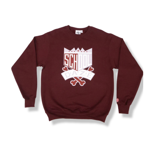 School Daze x HBCU Crew Neck Sweatshirt - Maroon/Grey