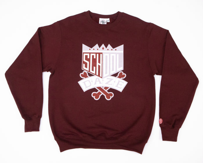 School Daze x HBCU Crew Neck Sweatshirt - Maroon/Grey
