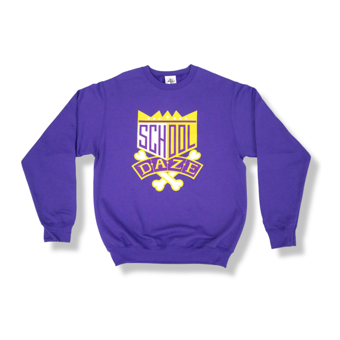 School Daze x HBCU Crew Neck Sweatshirt - Purple/Gold/White