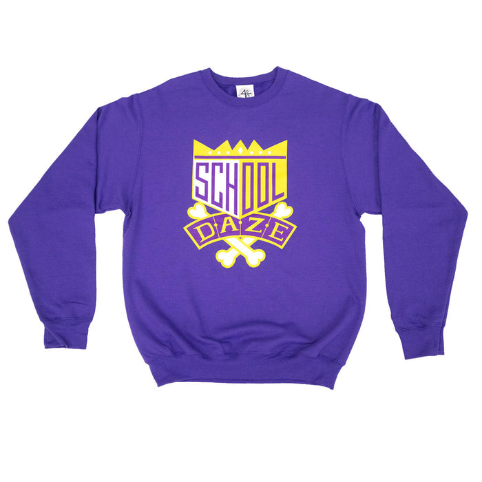 School Daze x HBCU Crew Neck Sweatshirt - Purple/Gold/White