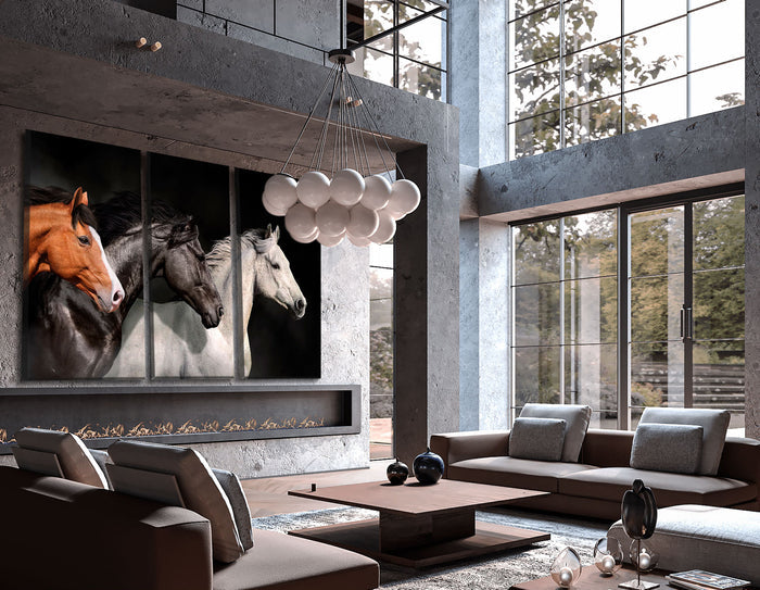 Set of 3 Running Horses Elegant Modern Wall Decor