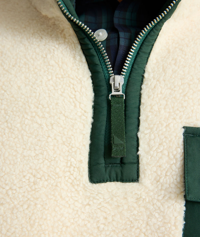 Model is wearing UNTUCKit Sherpa Pullover.