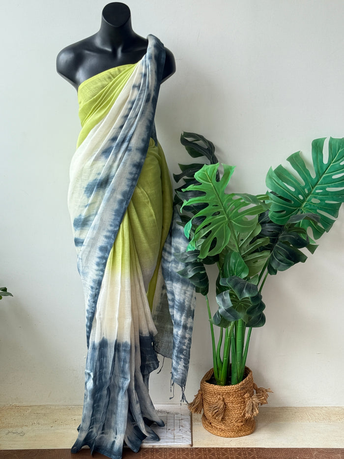 Shibori Linen saree with blouse