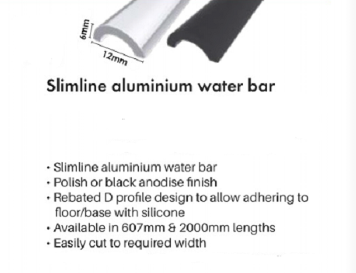 Shower Screen Door Water Bar Floor Seal Antirust, Aluminium Chrome Strip - Image 6