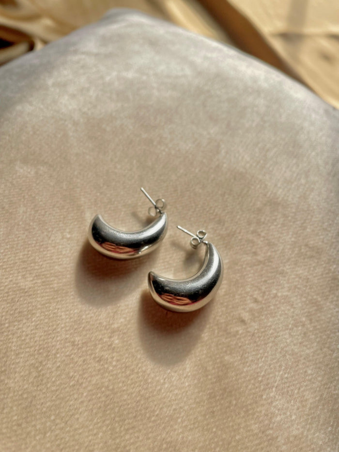 Silver Plated Half Moon Studs