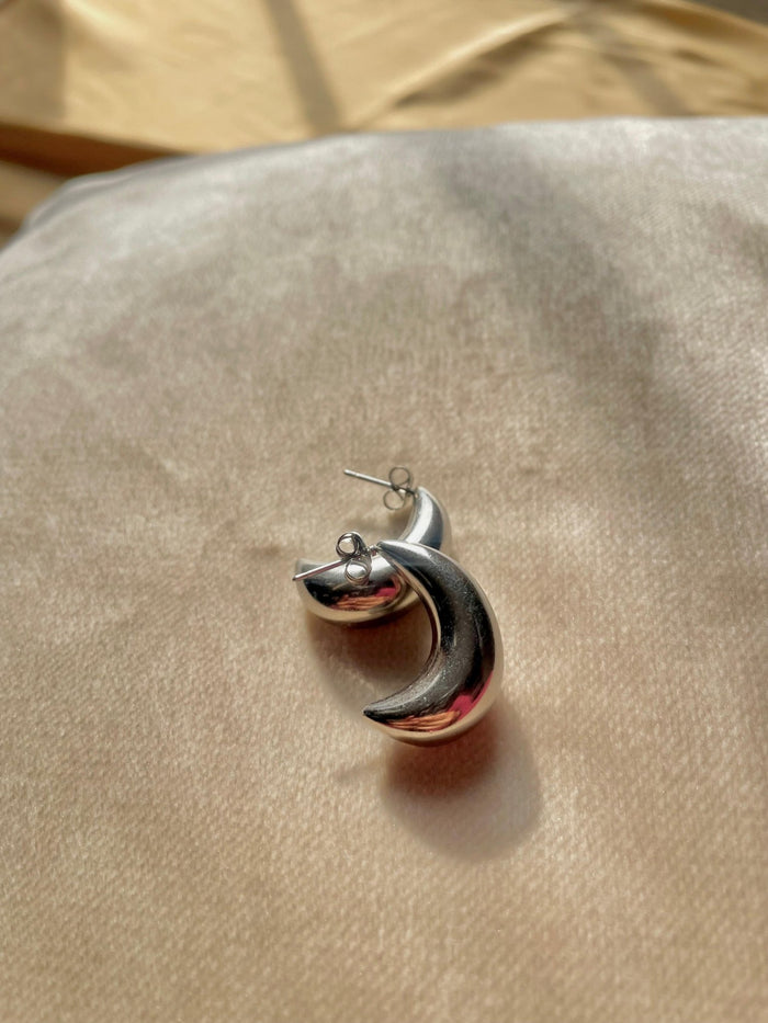 Silver Plated Half Moon Studs