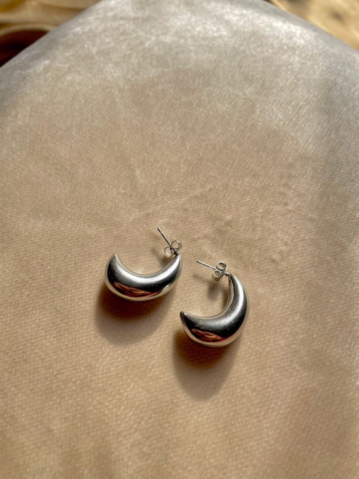 Silver Plated Half Moon Studs
