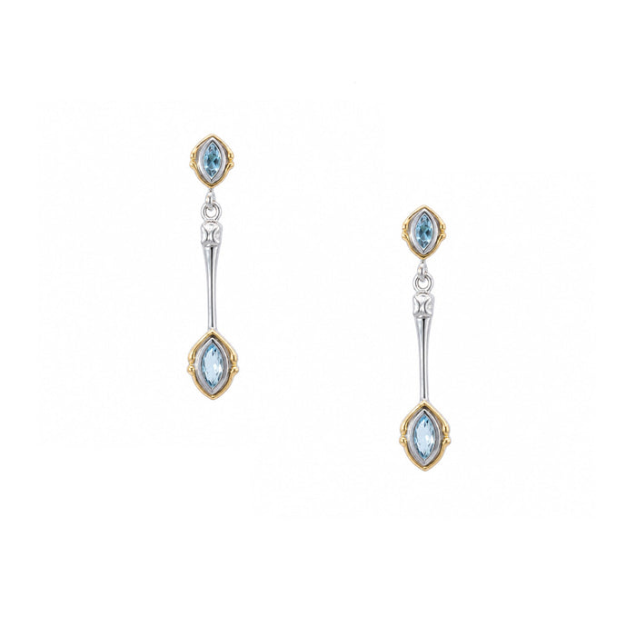Silver with 24k Vermeil Marquise Swiss Blue Topaz Post Earrings