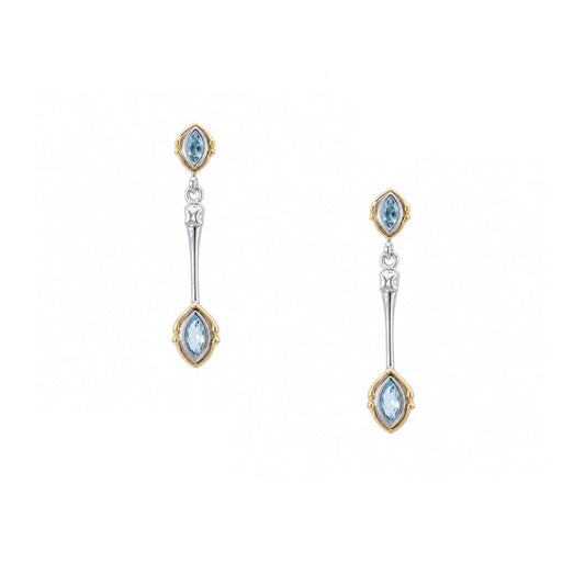 Silver with 24k Vermeil Marquise Swiss Blue Topaz Post Earrings