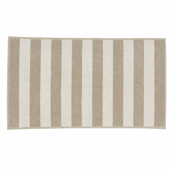 SIMPLE STRIPED TERRY BATH MAT: IVORY/FLAX