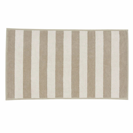 SIMPLE STRIPED TERRY BATH MAT: IVORY/FLAX