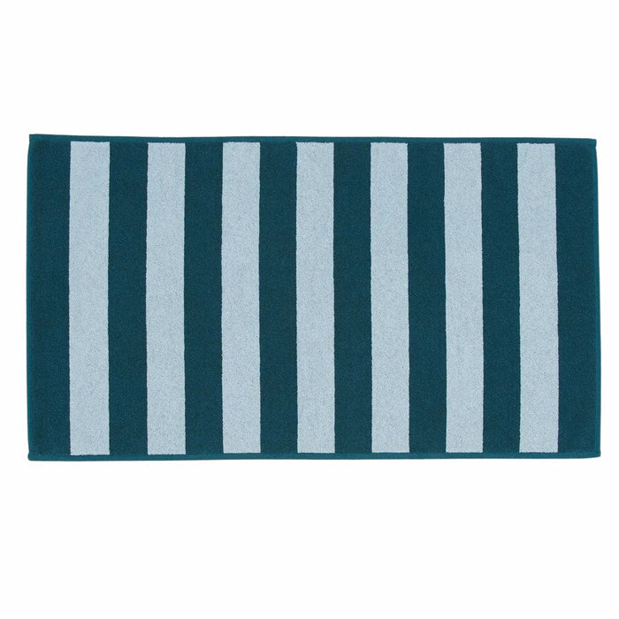 SIMPLE STRIPED TERRY BATH MAT: SKY/PEACOCK