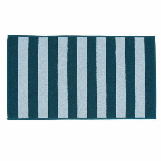 SIMPLE STRIPED TERRY BATH MAT: SKY/PEACOCK
