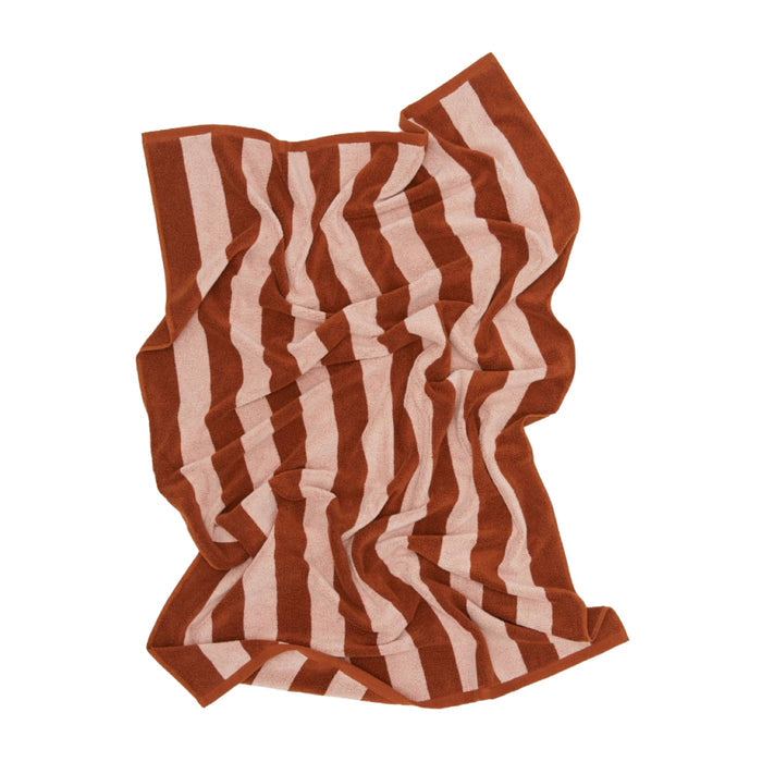 SIMPLE STRIPED TERRY TOWELS - BLUSH/TERRACOTTA: SHEET