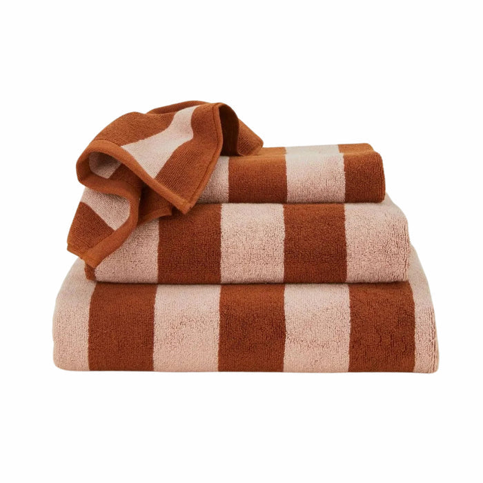 SIMPLE STRIPED TERRY TOWELS - BLUSH/TERRACOTTA: SHEET
