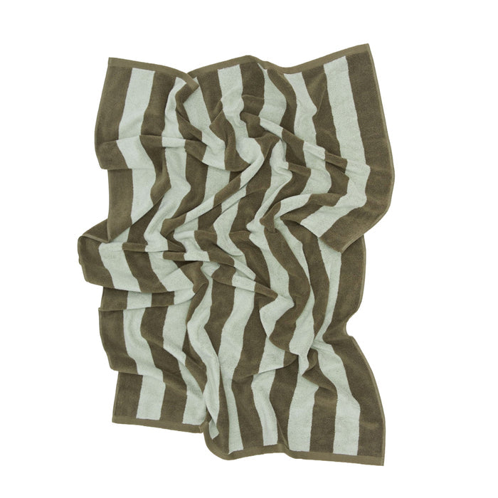 SIMPLE STRIPED TERRY TOWELS - OLIVE/SAGE: SHEET