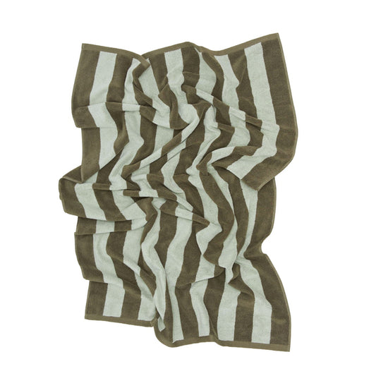 SIMPLE STRIPED TERRY TOWELS - OLIVE/SAGE: SHEET