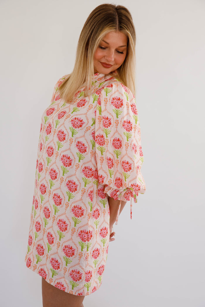 Women's Colorful Print Shift Dress- Women's Spring/Summer Dress- Entro Mini Dress