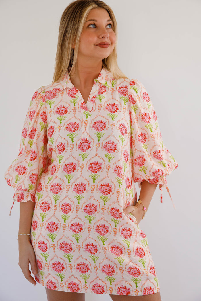 Women's Colorful Print Shift Dress- Women's Spring/Summer Dress- Entro Mini Dress