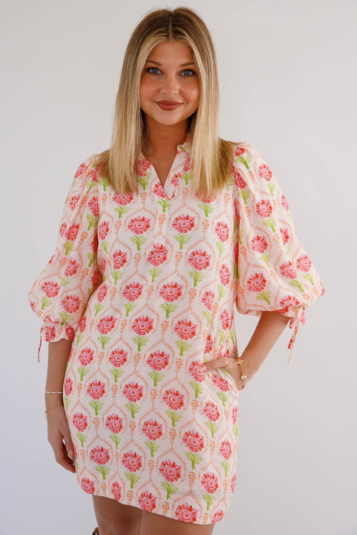 Women's Colorful Print Shift Dress- Women's Spring/Summer Dress- Entro Mini Dress