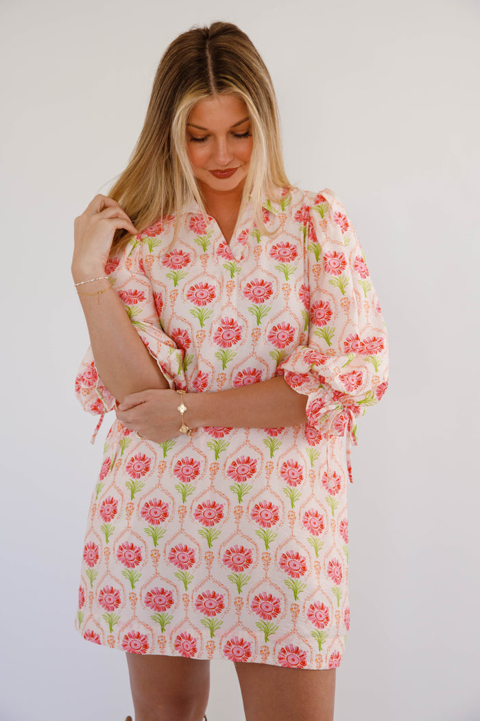 Women's Colorful Print Shift Dress- Women's Spring/Summer Dress- Entro Mini Dress