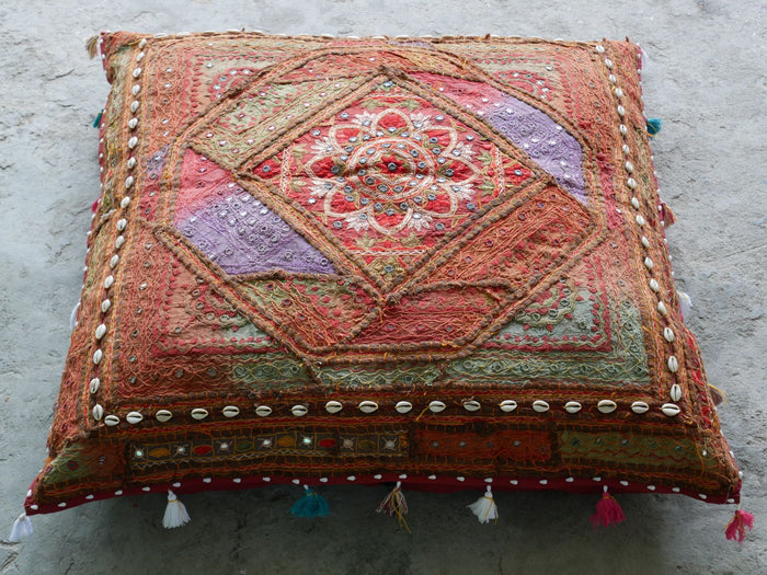 Square floor pillow - meditation cushion "Bohemian Masala" floor seating India style Floor pouf Cover only