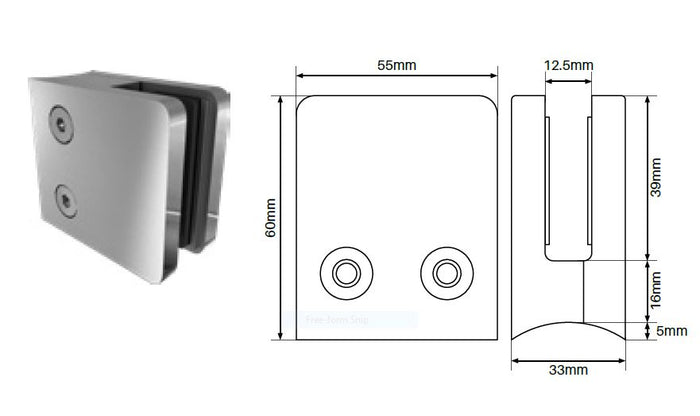 Square front, round back clamp SS2205 - Image 1