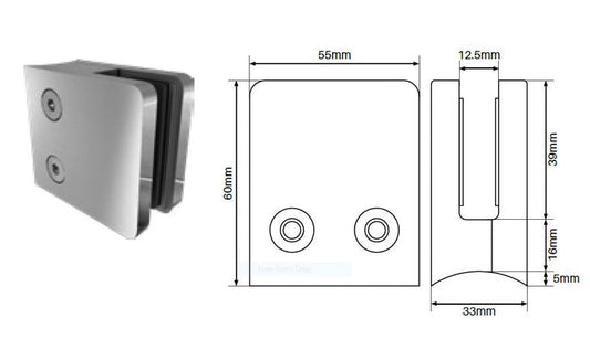 Square front, round back clamp SS2205 - Image 1