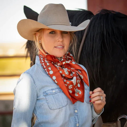 Squash Blossomed Brown Bandana Wild Rag at Bourbon Cowgirl