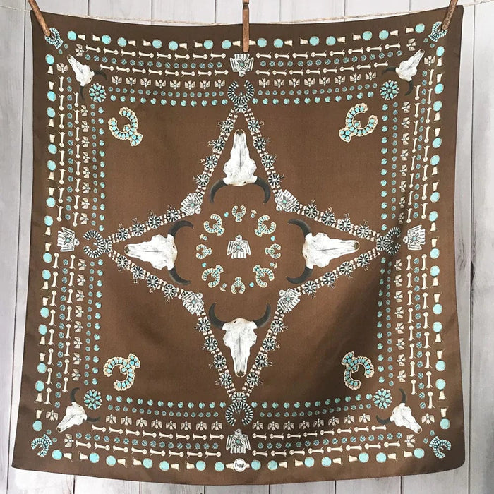 Brown bandana with skull design