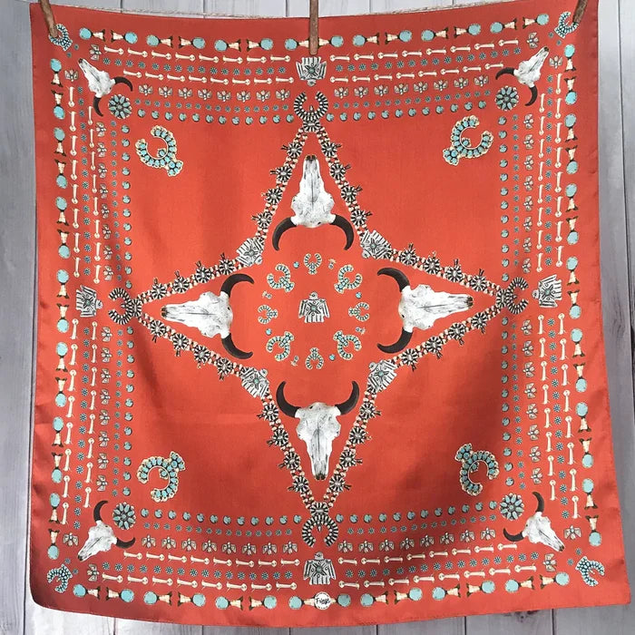 Squash Blossomed Brown Bandana Wild Rag at Bourbon Cowgirl