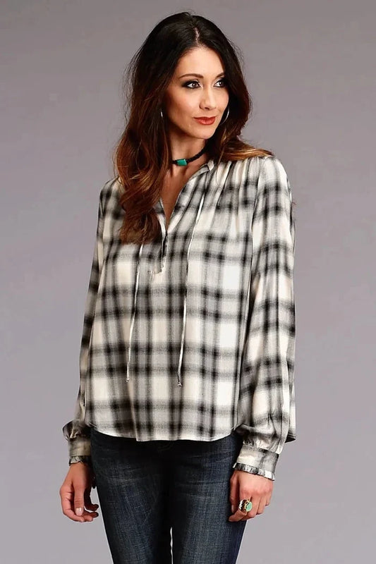 Stetson Ash Gray Plaid Herringbone Twill Shirt