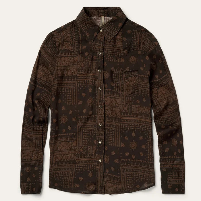 Stetson Brown Patchwork Bandana Print Shirt for Women