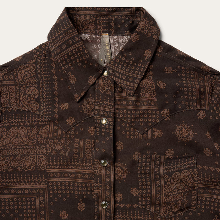 Stetson Brown Patchwork Bandana Print Shirt for Women