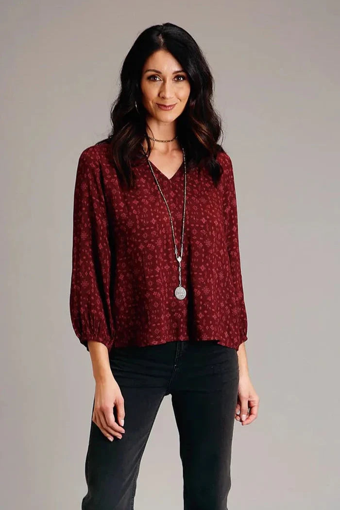 Stetson Ditzy Red Rayon Blouse