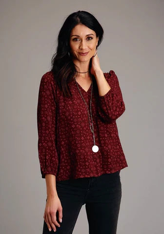 Stetson Ditzy Red Rayon Blouse