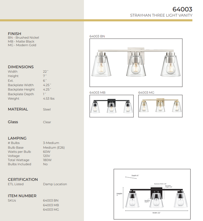 Strayhan Vanity Light