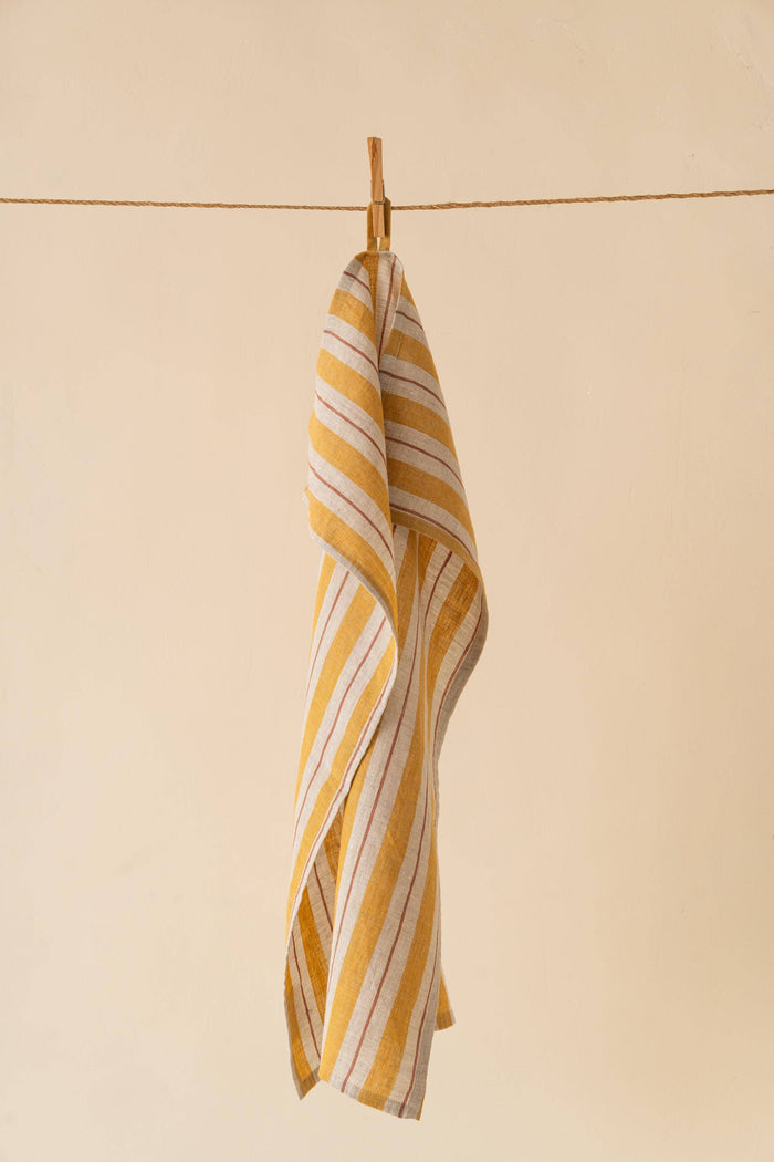 Striped Segue Linen Kitchen Towel – Modern Style: Segue Mustard