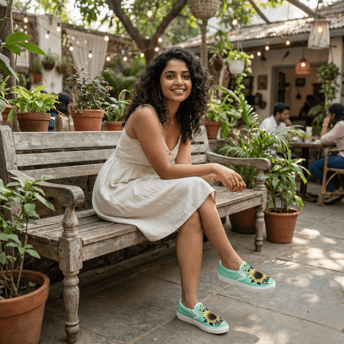 Sunflower Bloom Slipons - The Quirky Naari