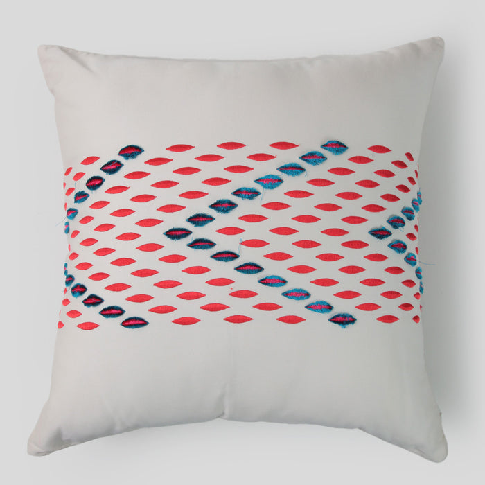 Telas De Mercato Cinetec Red Embroidered Cushion Cover
