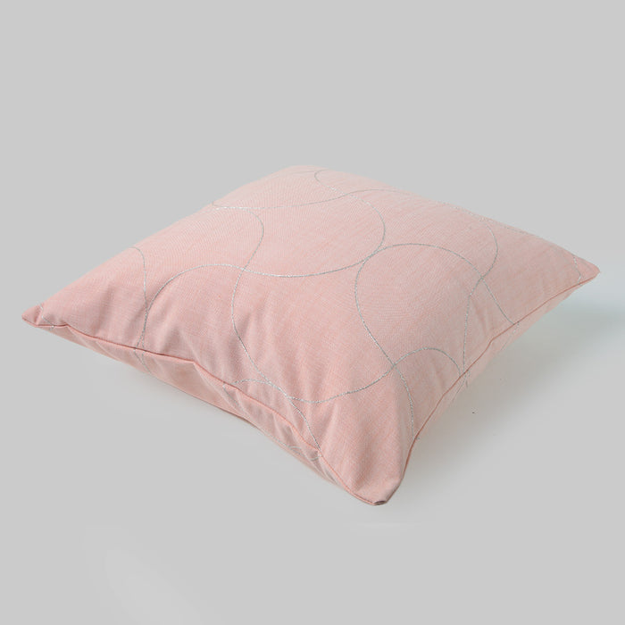 Telas De Mercato Liasse Peach Embroidered Cushion Cover