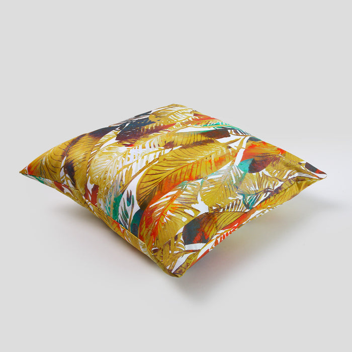 Telas De Mercato Paradis Yellow Printed Cushion Cover