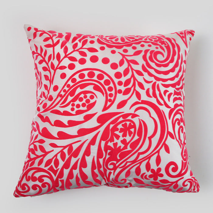 Telas De Mercato Samudra Pink Embroidered Cushion Cover