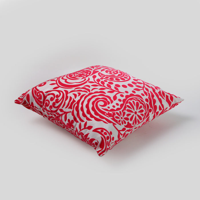 Telas De Mercato Samudra Pink Embroidered Cushion Cover