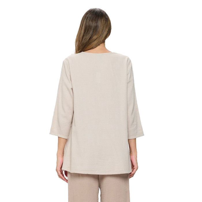 Textured Cotton Tunic in Soy Latte - CD214-SL