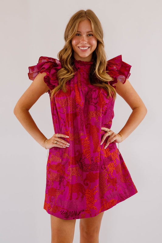 Cheetah Print Mini Dress- Women's Printed Fall Dress- SugarLips Dresses