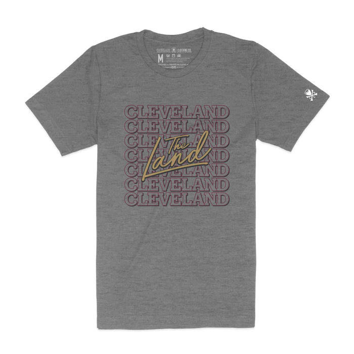 The Land Cleveland Repeat - Wine/Gold - Mens/Unisex Crew T-Shirt