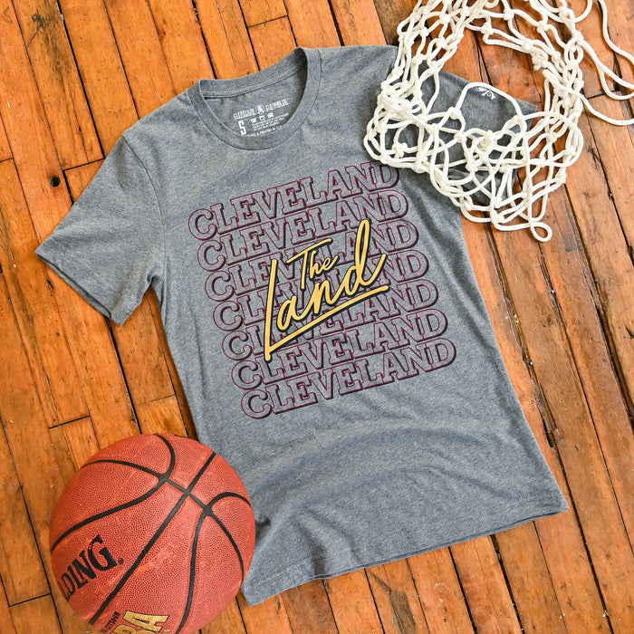 The Land Cleveland Repeat - Wine/Gold - Mens/Unisex Crew T-Shirt