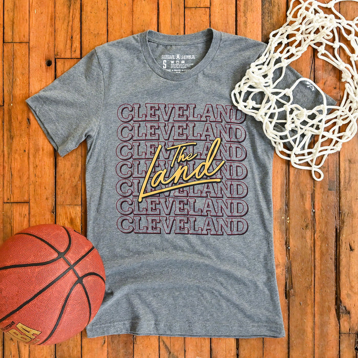 The Land Cleveland Repeat - Wine/Gold - Mens/Unisex Crew T-Shirt