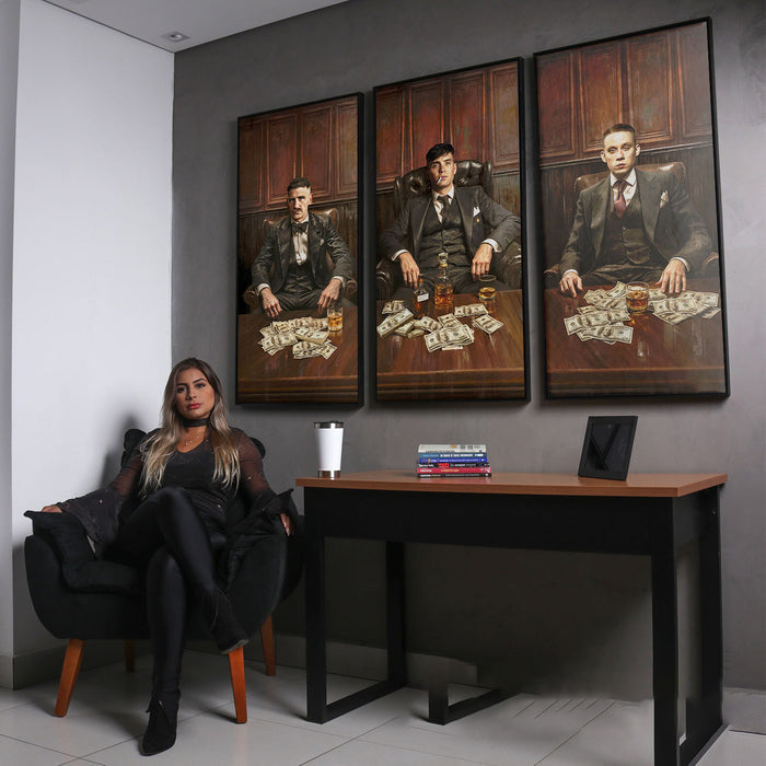The Shelbys' Mafia Style Wall Art – 3 Piece Gangster Table Canvas Print